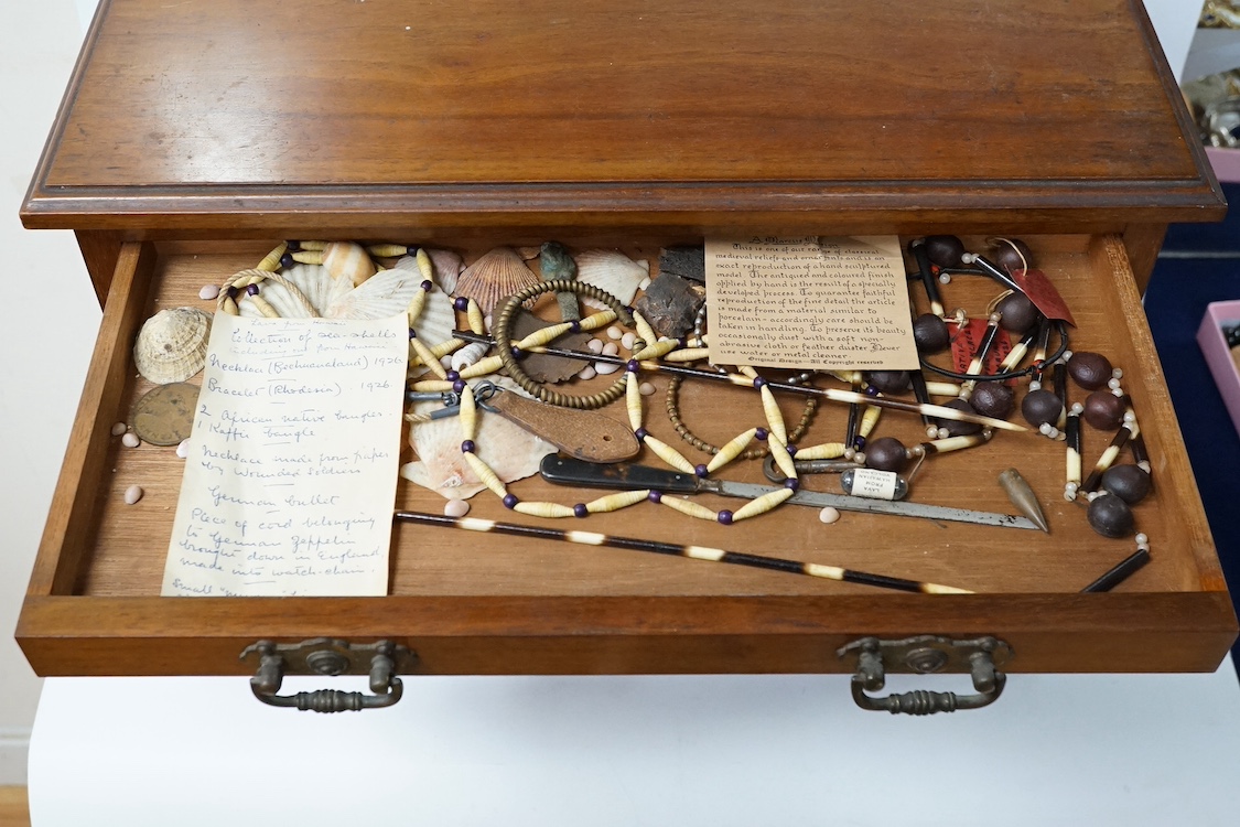 A late Victorian walnut collector's chest and contents. Condition - varies